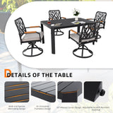 Outdoor Patio Furniture Dining Set With Sunbrella Fabric, Rectangular Table With Umbrella Hole