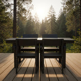 5 Piece Outdoor Dining Set, Table With Umbrella Hole And 4 Armrest Chairs