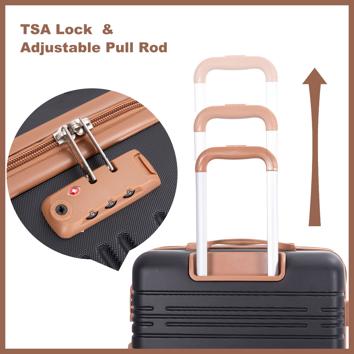 5 Piece Set Hard Case Spinner Wheels Luggage Sets With Tsa Lock