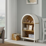 Arched Small Bookcase, Storage Cabinet, Bookshelf With 3 Shelves For Living Room - Oak / White