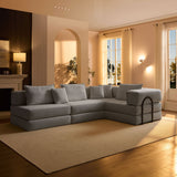 Modular L Shaped Floor Living Room Sofa Set With 6 Pillows