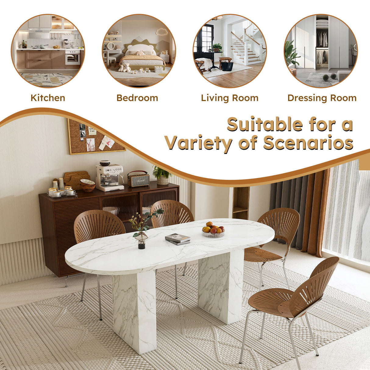 Oval Dining Table - White