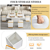 Multi Functional Adjustable Coffee Table With 4 Storage Stools