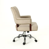 Zealous - Upholstered Office Chair With Curved Arms And Nailhead Accents - Wheat