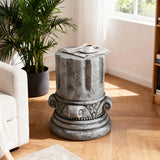 Outdoor End Table, Round Side Table For Patio And Garden - Antique Gray