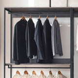 Monica - Wood Walk In Closet System, Powder Coated Metal Frame And Melamine - Rustic