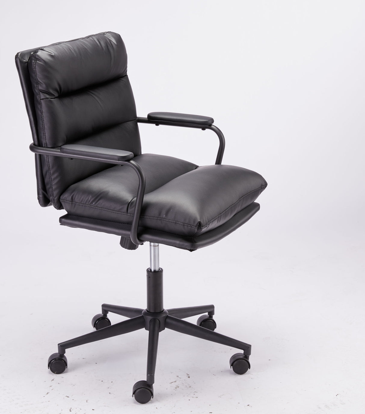 Office Chair Mid Back Desk Chair Modern Excutive Office Chair With Arms And Wheels For Home Office - Black