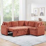Modern L Shaped Sectional Sofa Bed With Hidden Storage Chenille Upholstery