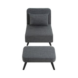 3 In 1 Foldable Linen Chaise Lounge With Adjustable Backrest