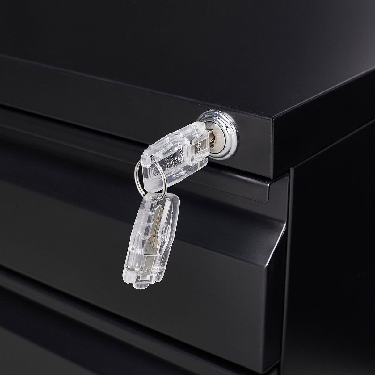 Contemporary Black 3 Drawer Mobile Filing Cabinet With Lock, Metal Office Storage For Legal / Letter Size