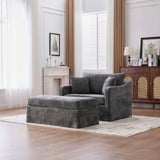 Accent Chair Wide With 2 Bolster Pillows, And Matching Ottoman