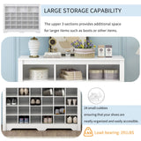 24 Shoe Cubby Console, Shoe Cabinet - White