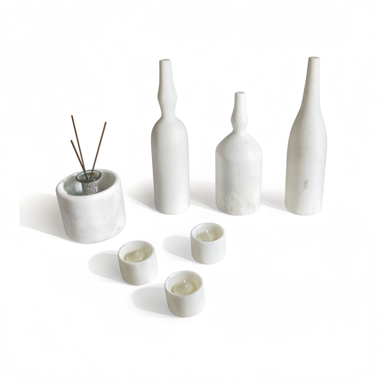 7 Pieces Luxury Natural Marble Living Room Accessories Set