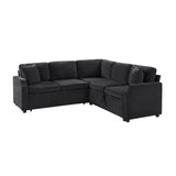 Modern L Shaped Sectional Sofa Bed With Hidden Storage Chenille Upholstery