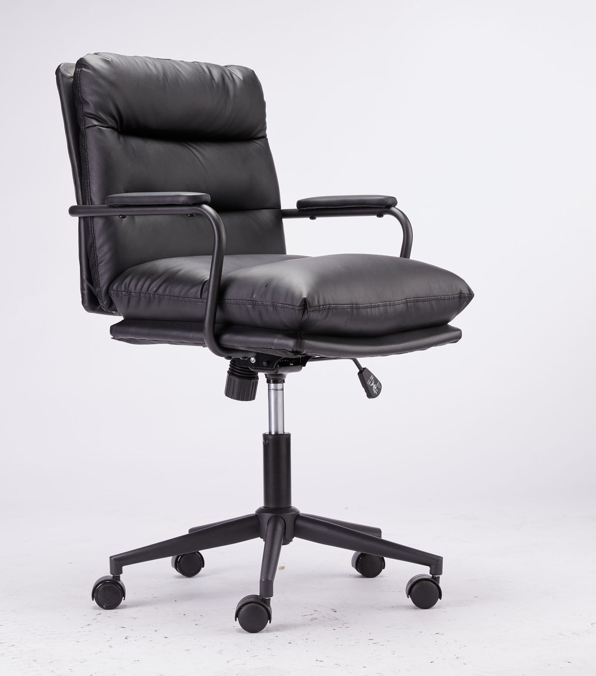 Office Chair Mid Back Desk Chair Modern Excutive Office Chair With Arms And Wheels For Home Office - Black