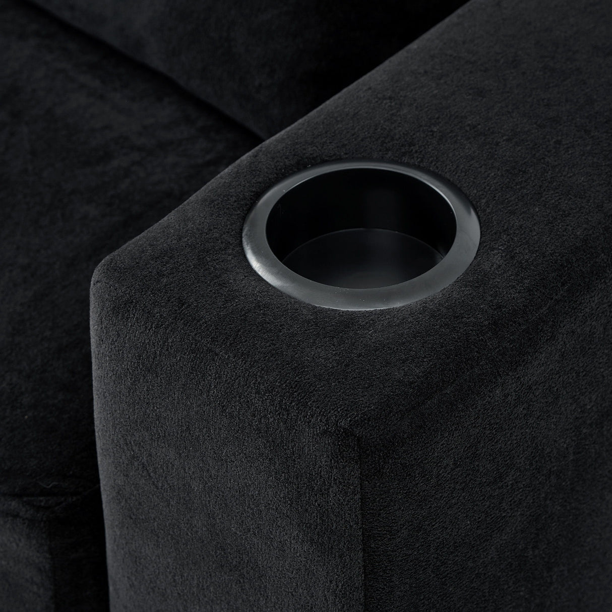 Modern Style Armchair Chaise Lounge Sofa Couch With Movable Storage Ottoman, USB Ports, Cup Holders, Phone Holder, Side Pockets