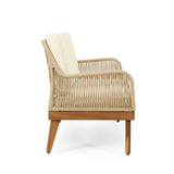 Hueber - Outdoor And Rope 4 Seater Chat Set With Cushions - Teak