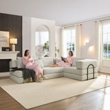 Modular L Shaped Floor Living Room Sofa Set With 6 Pillows