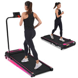 Folding Walking Pad Under Desk Treadmill For Home 2 Ways To Adjust Speed - Pink / Black