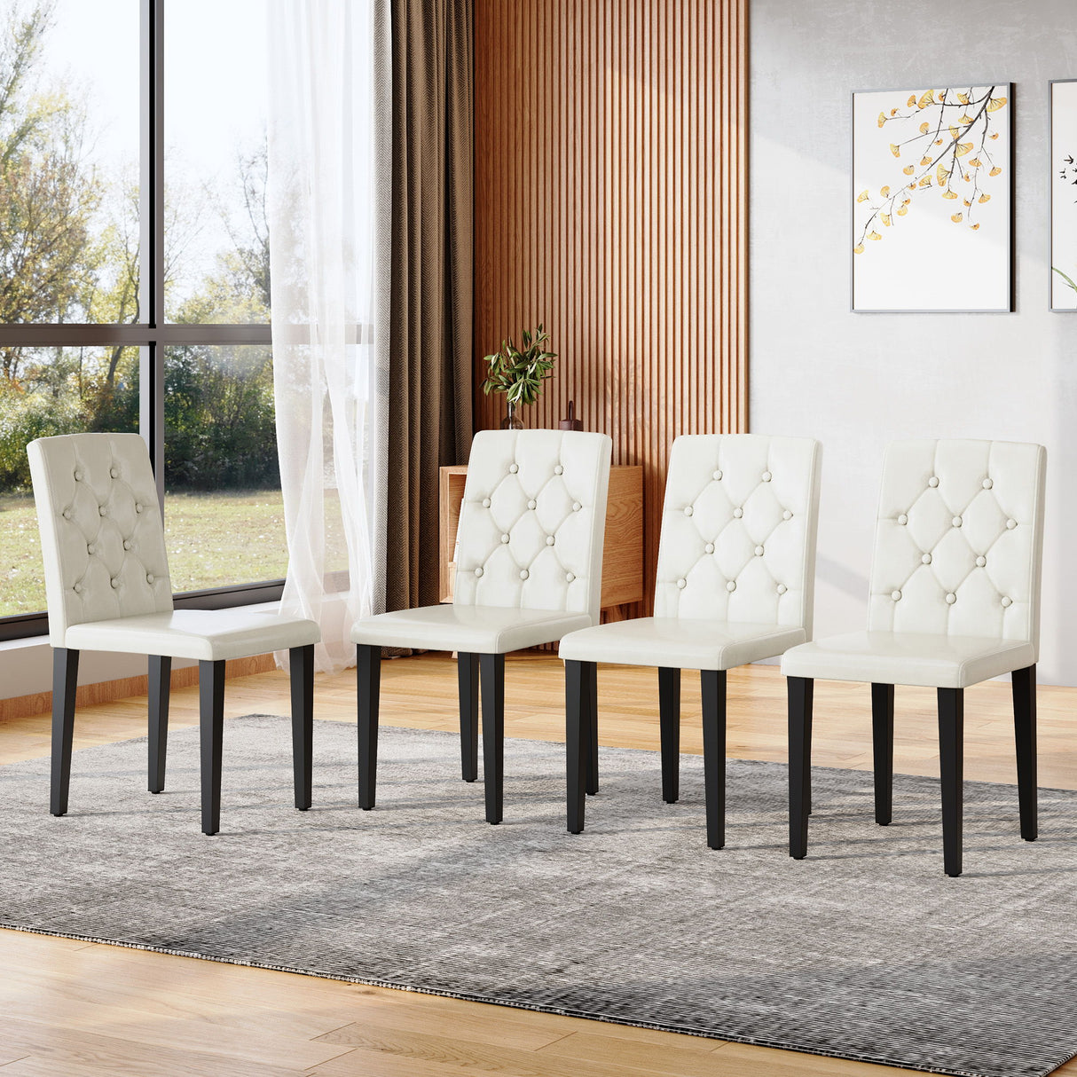 Dining Chairs With Ergonomic Buckle Backrest For Family Dining Rooms