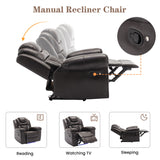 3 Pieces Recliner Sofa Sets Home Theater Seating Manual Recliner Chair & Center Console And LED Light Strip For Living Room - Brown