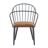 5 Piece Industrial Style Indoor Upholstered Dining Set With Metal Legs - Brown