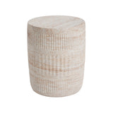 Stylish Outdoor / Indoor Lightweight Concrete Side Table With Travertine - Beige