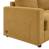 Modern L-Shaped Sectional Sofa With Curved Chaise, USB Ports, And Side Storage Pockets