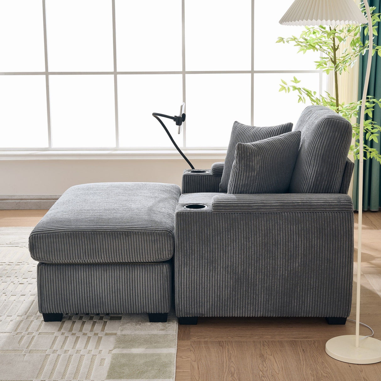 Oversized Chaise Lounge Chair With Ottoman And Storage