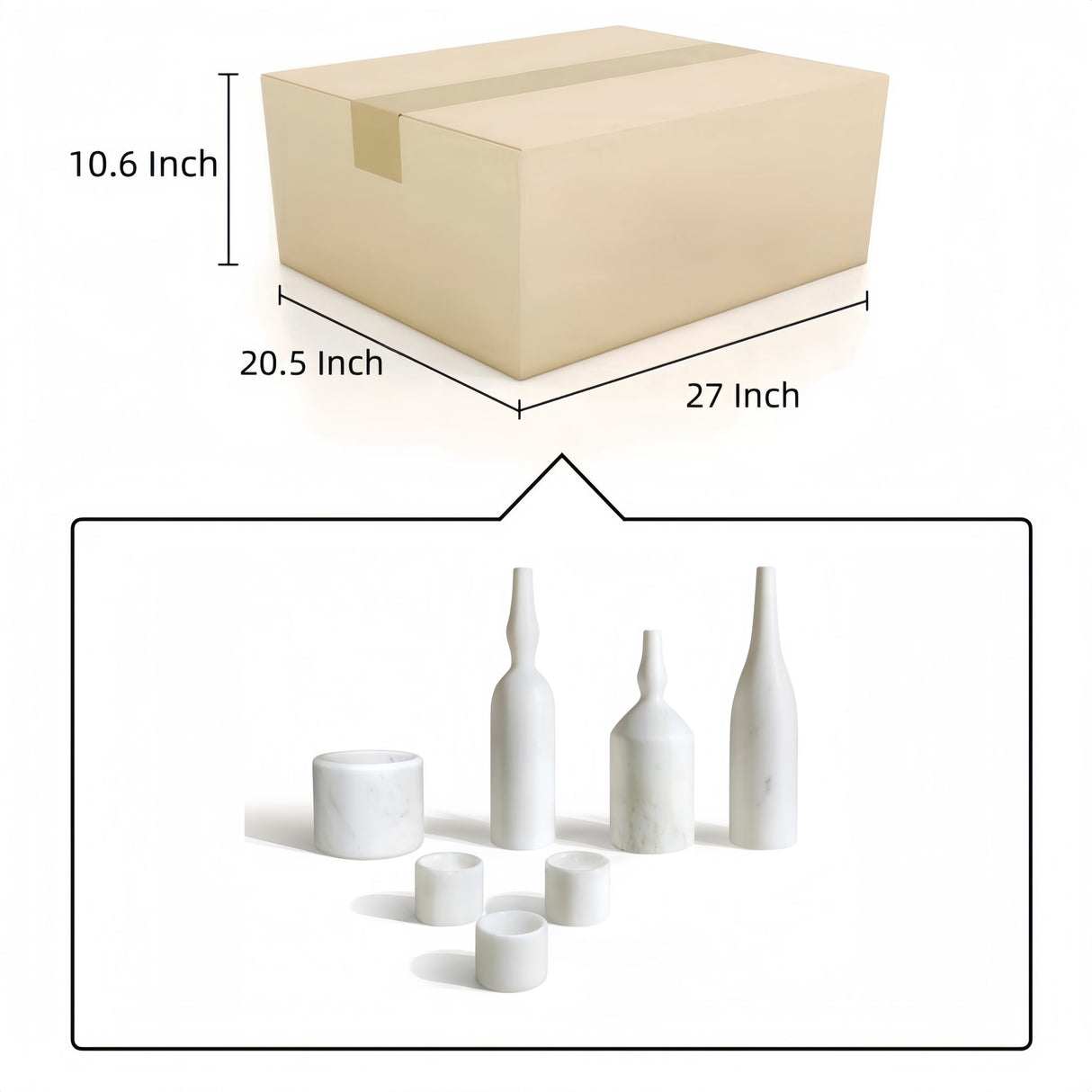 7 Pieces Luxury Natural Marble Living Room Accessories Set