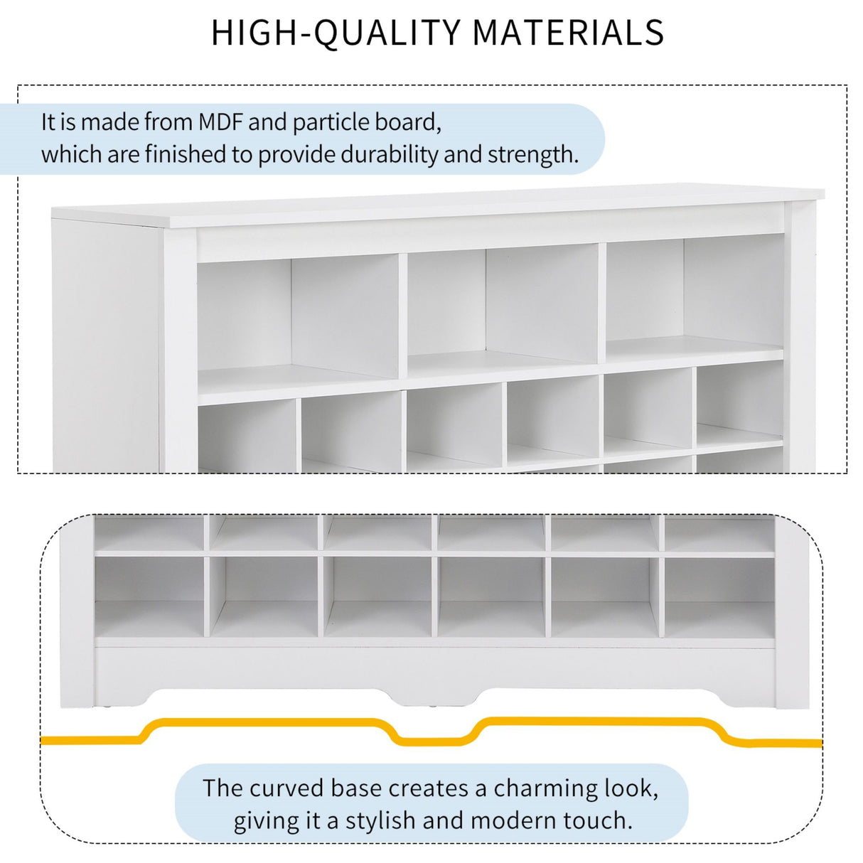 24 Shoe Cubby Console, Shoe Cabinet - White