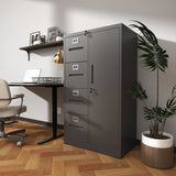 Metal Storage Vertical Filing Cabinet With Lock, 4 Drawers, 1 Door, Steel Construction, School / Office Use