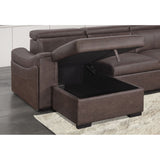 Bruno - Pull Out Complete Sofa Bed With Storage Chaise - Brown