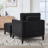 Farmhouse Upholstered Accent Chair With Ottoman, Reversible Lid Coffee Table