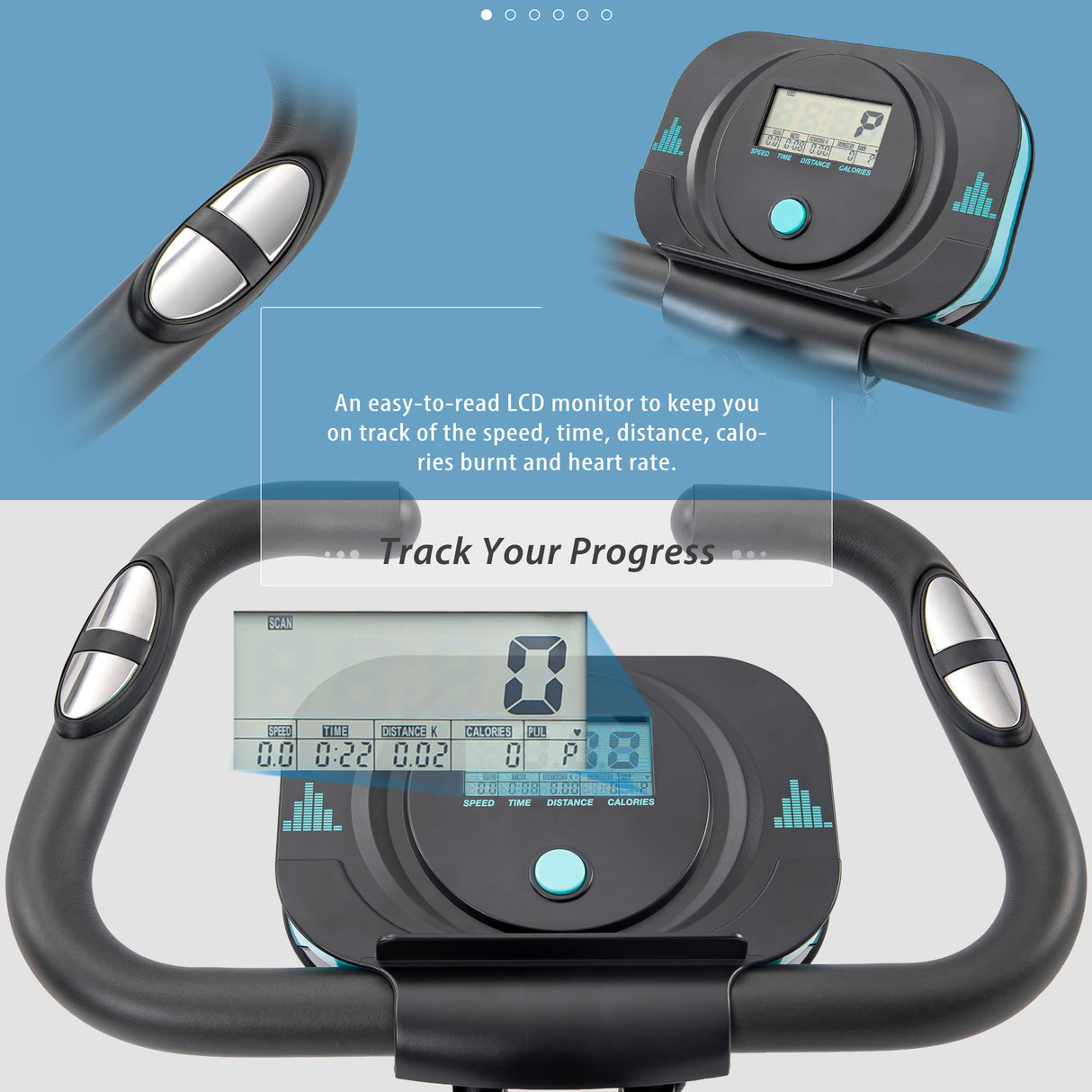 Exercise Bike Folding Stationary Bikes For Home With 16 Level Magnetic Resistance