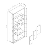 Bookcase Display Storage Cabinet, Multi Shelves - Black / Distressed Gray