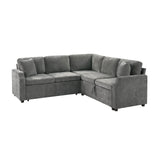 Modern L Shaped Sectional Sofa Bed With Hidden Storage Chenille Upholstery