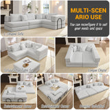 Modular L Shaped Floor Living Room Sofa Set With 6 Pillows