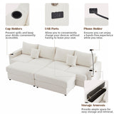 Modern Style Loveseat Sofa Sectional Sofa Couch With Storage Space, A Movable Ottoman, Two USB Ports, Two Cup Holders, A Phone Holder For Living Room
