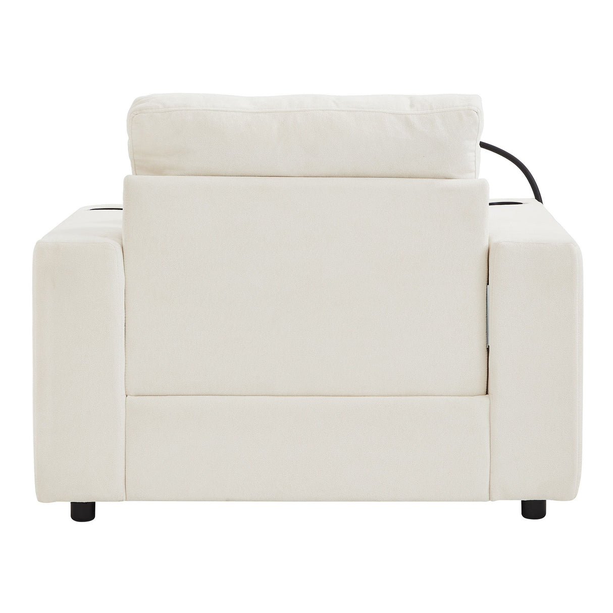 Modern Style Armchair Chaise Lounge Sofa Couch With Movable Storage Ottoman, USB Ports, Cup Holders, Phone Holder, Side Pockets