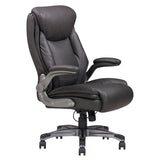 Bonded Leather Upholstered Office Chair With Adjustable Height And Armrest - Gray