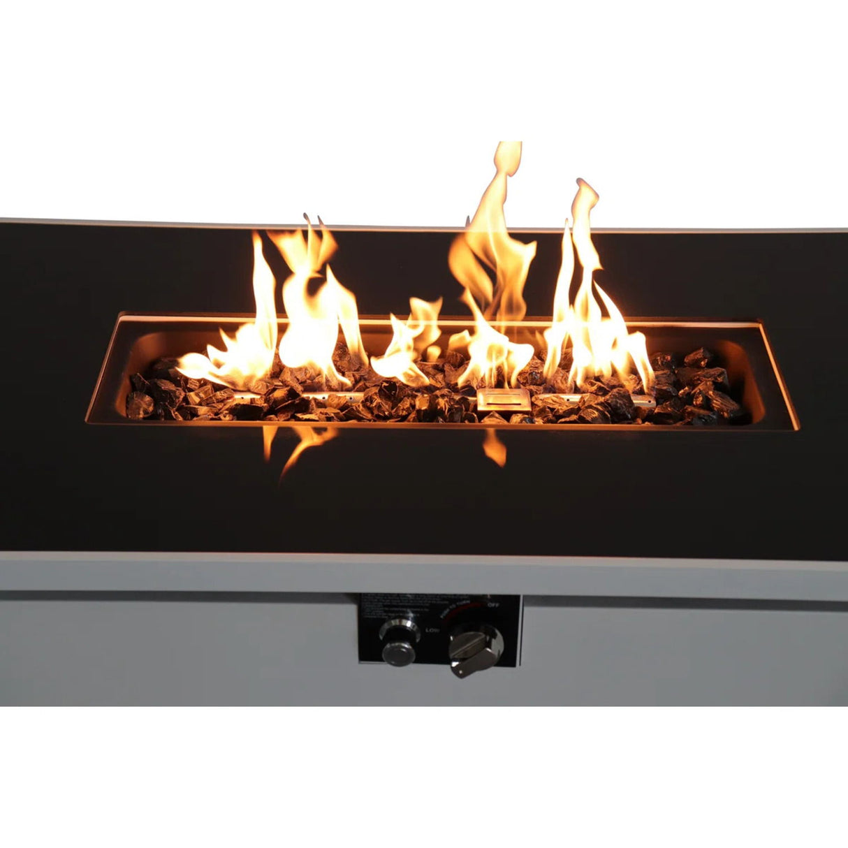 Outdoor 43" Rectangular Fire Pit Table With Adjustable Flame Control - White