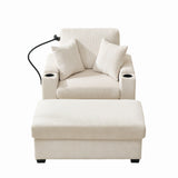 Oversized Chaise Lounge Chair With Ottoman And Storage