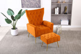 Modern Accent Chair With Ottoman, Comfy Armchair For Living Room