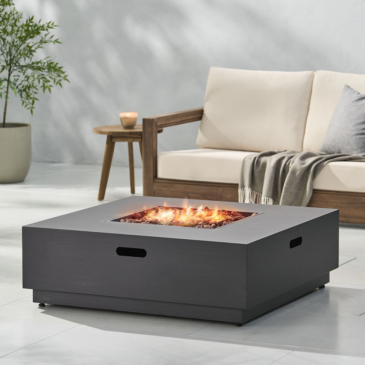 Modern Square Fire Pit With 50,000 Btu