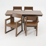 5 Piece Outdoor Dining Set, Table With Umbrella Hole And 4 Armrest Chairs