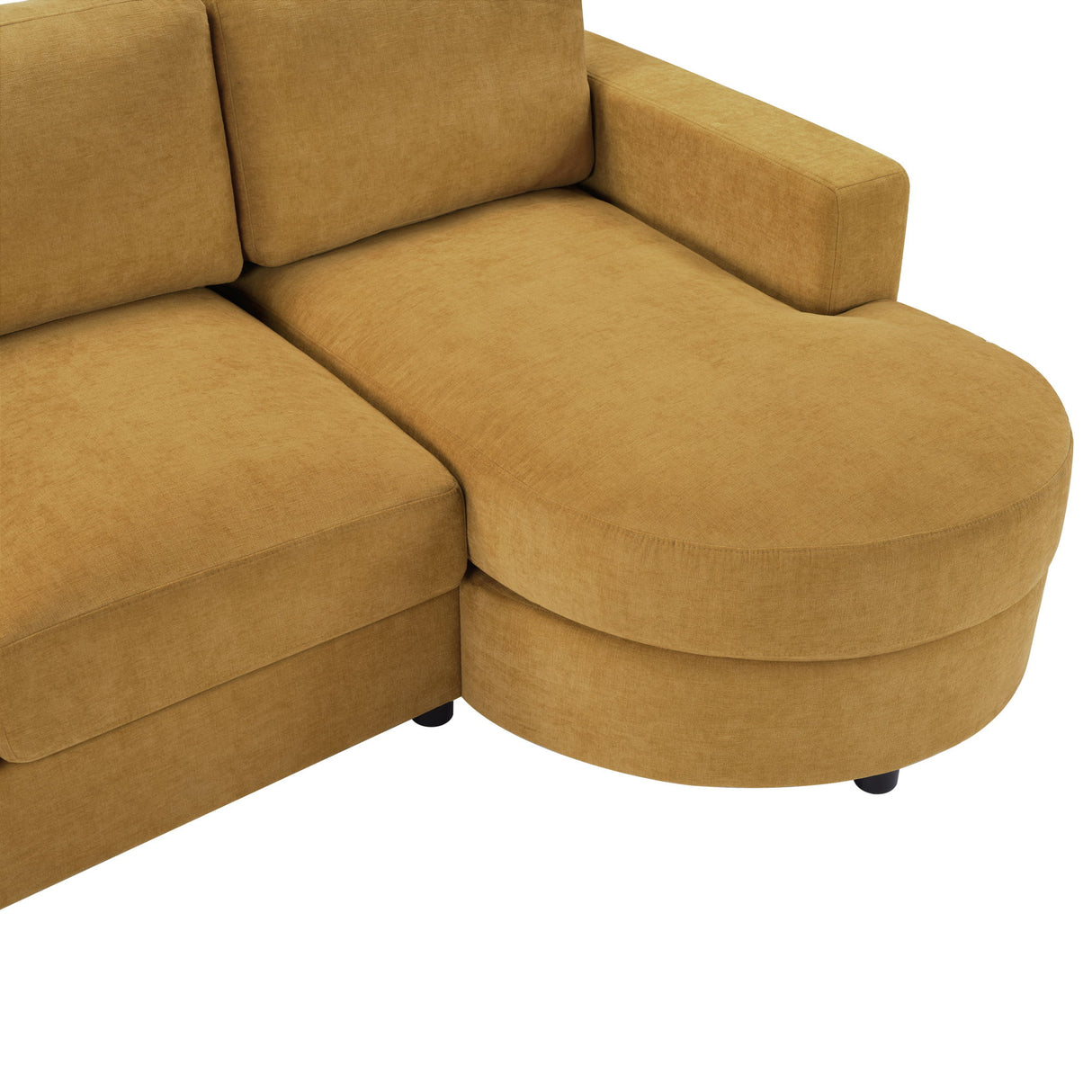 Modern L-Shaped Sectional Sofa With Curved Chaise, USB Ports, And Side Storage Pockets