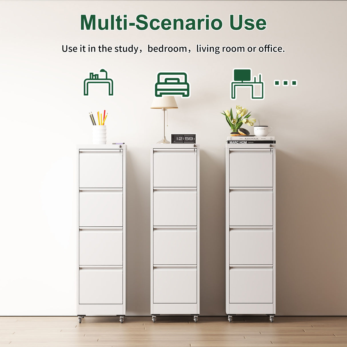 Drawer Metal Locking Vertical File Cabinet With Wheels Heavy Duty Lockable Storage