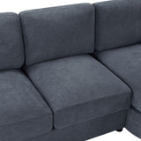 Modern L-Shaped Sectional Sofa With Curved Chaise, USB Ports, And Side Storage Pockets