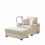 Oversized Chaise Lounge Chair With Ottoman And Storage